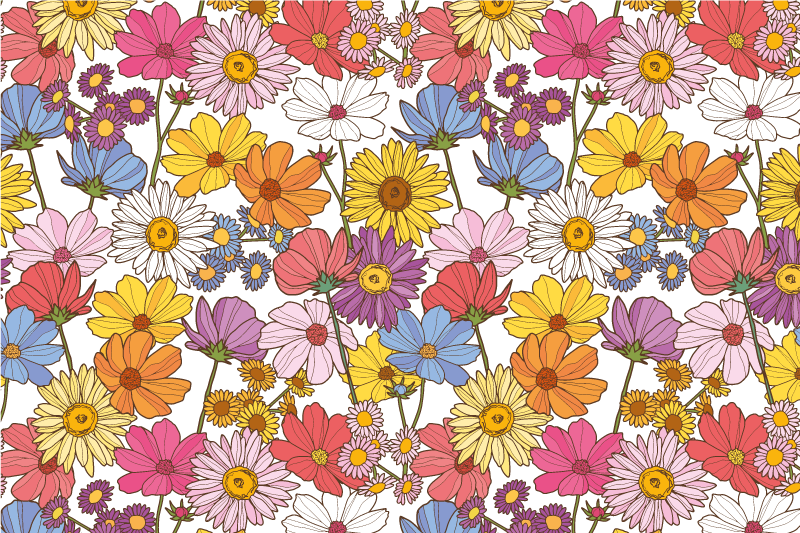 Vibrant Floral Display vinyl rug flowers - TenStickers