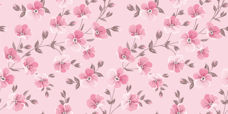 Floral Pink Harmony vinyl rug flowers - TenStickers