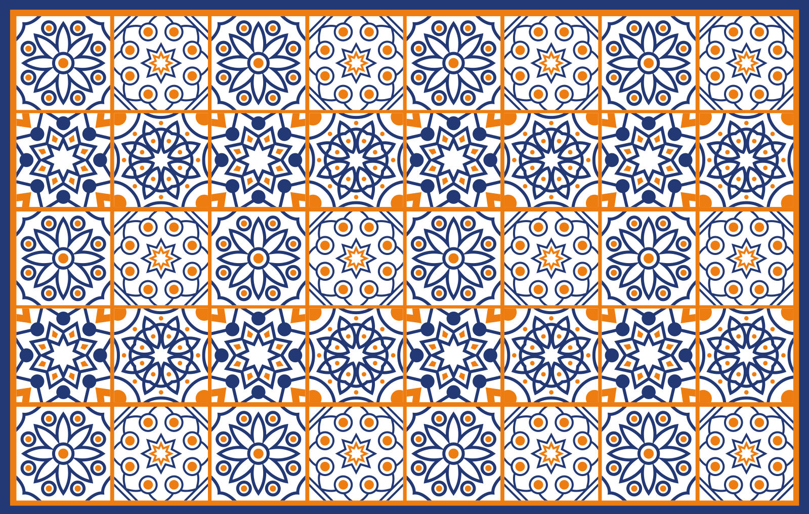 Blue and orange kitchen floor tiles - TenStickers