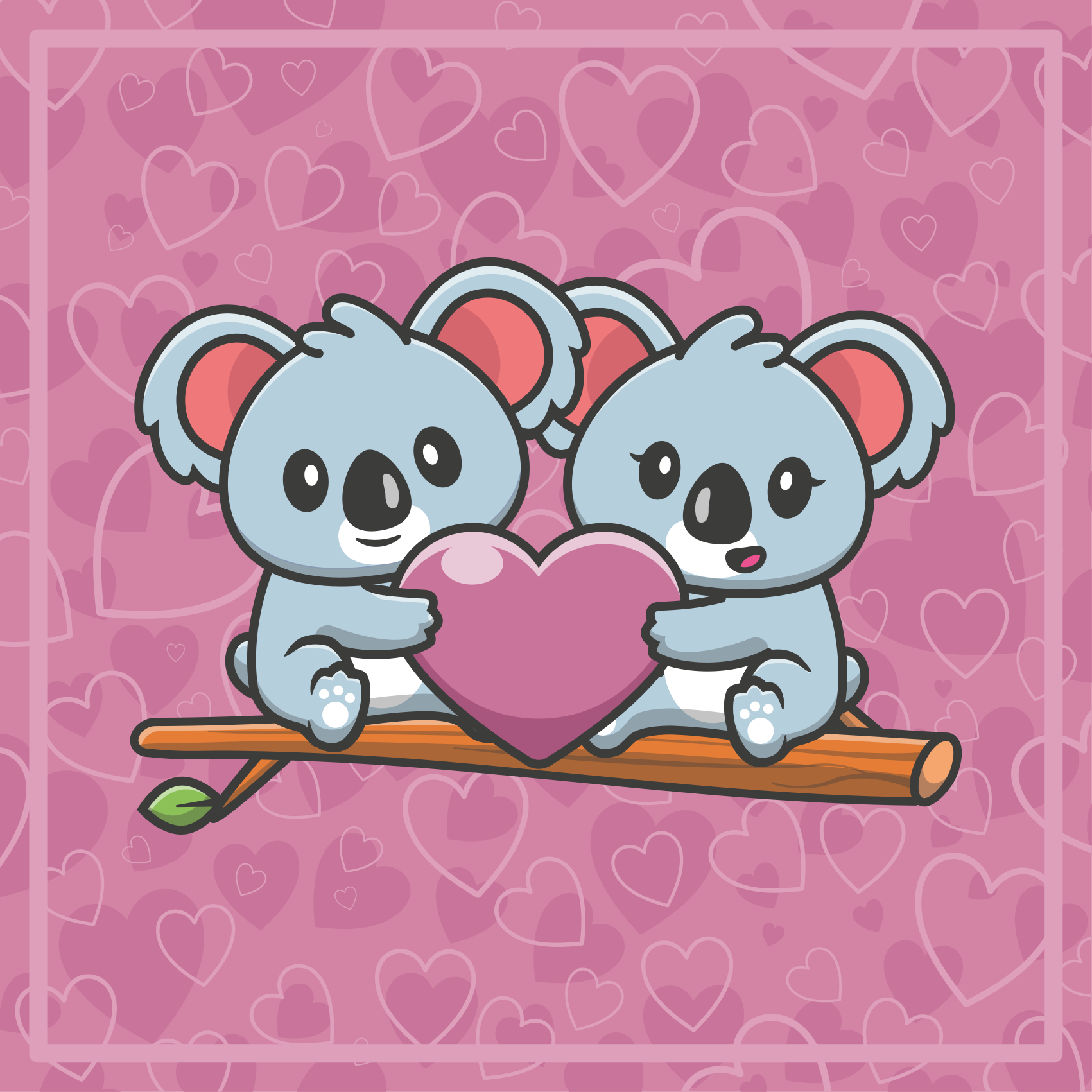 Koala Love Heart kids vinyl rug - TenStickers