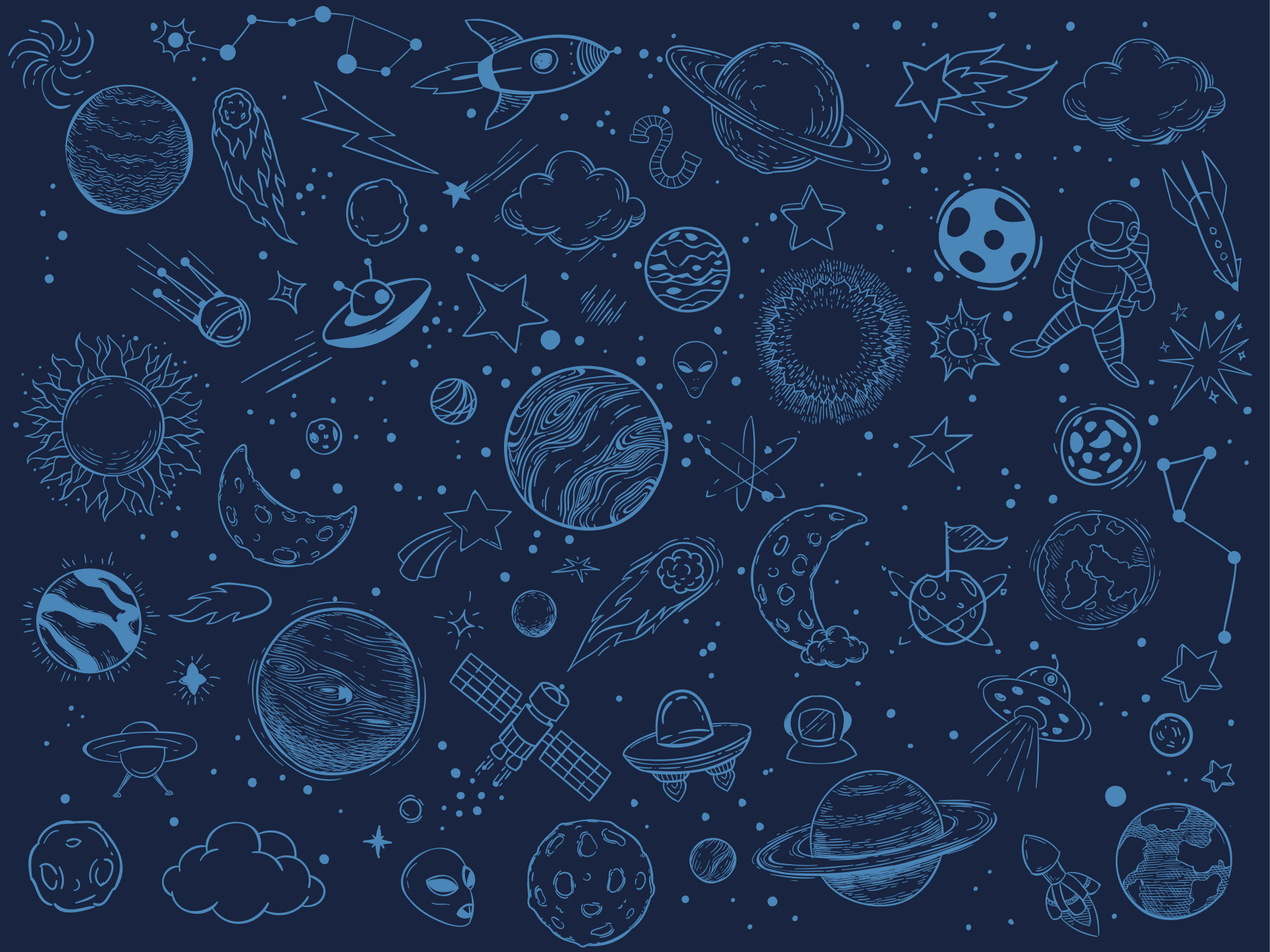 A lot of space symbols star vinyl rug - TenStickers