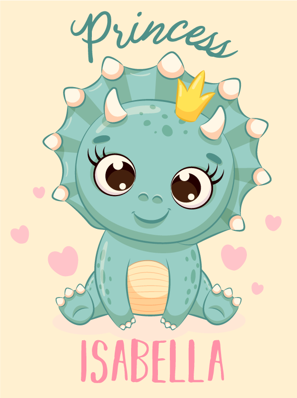 Dinosaur princess with name vinyl rug - TenStickers