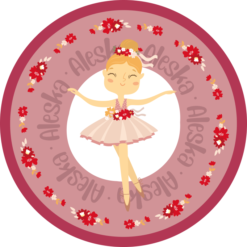 Ballet dance with name vinyl rug - TenStickers