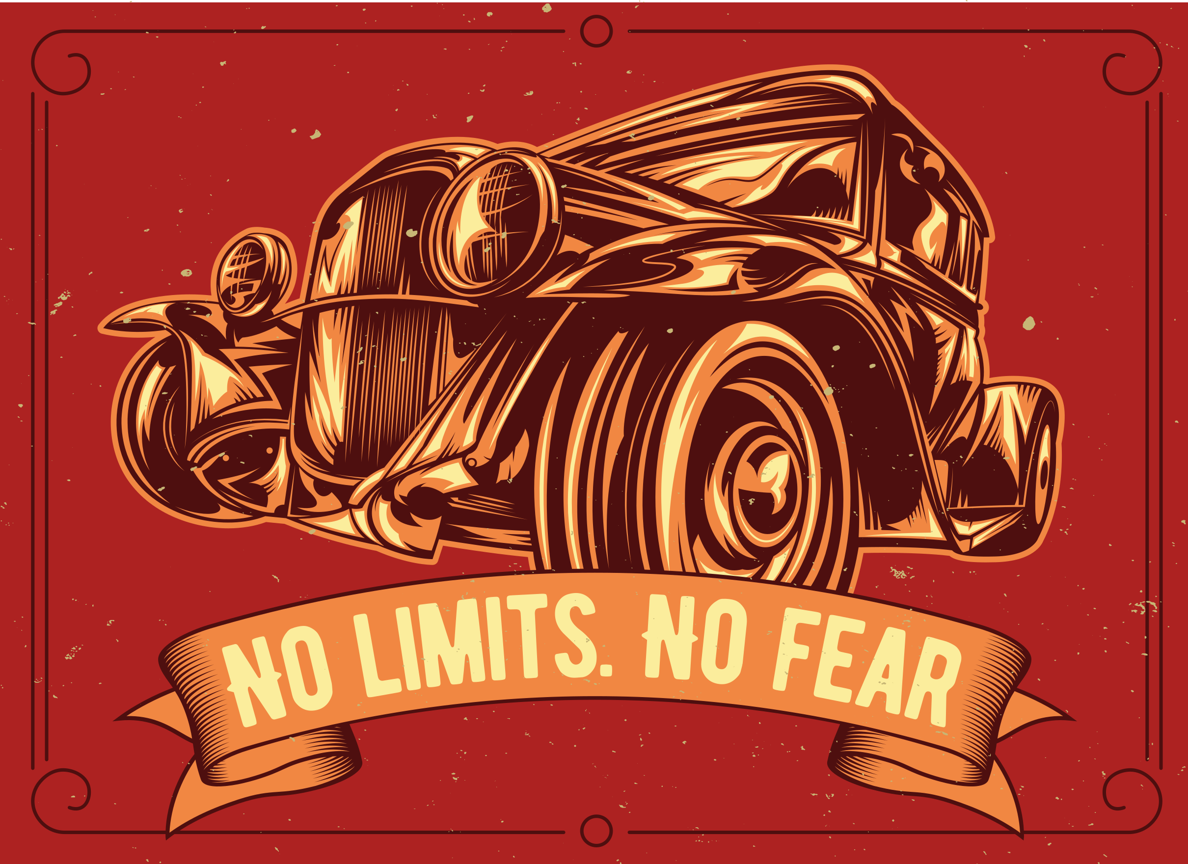 Classic car illustration custom vinyl rug - TenStickers