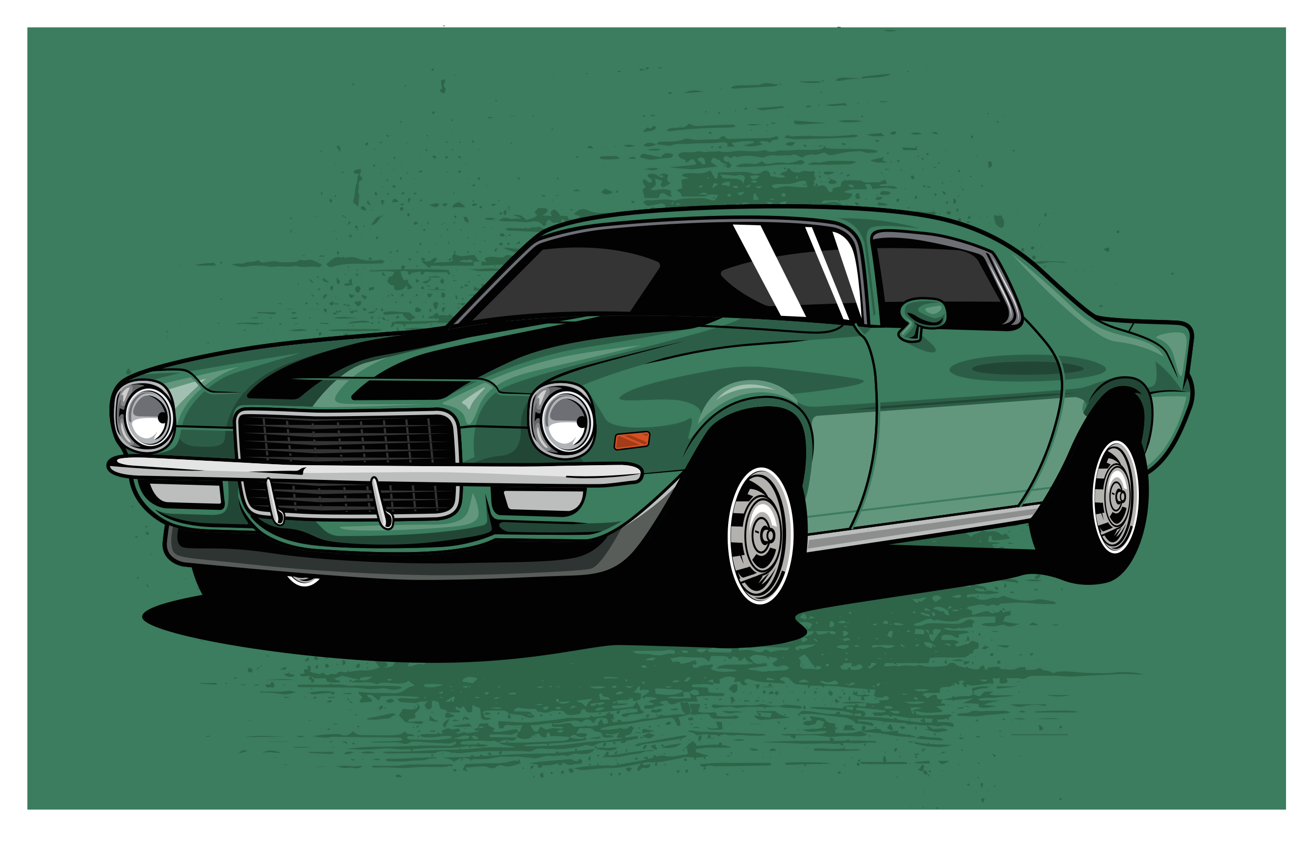 Classic Car View road vinyl rug - TenStickers