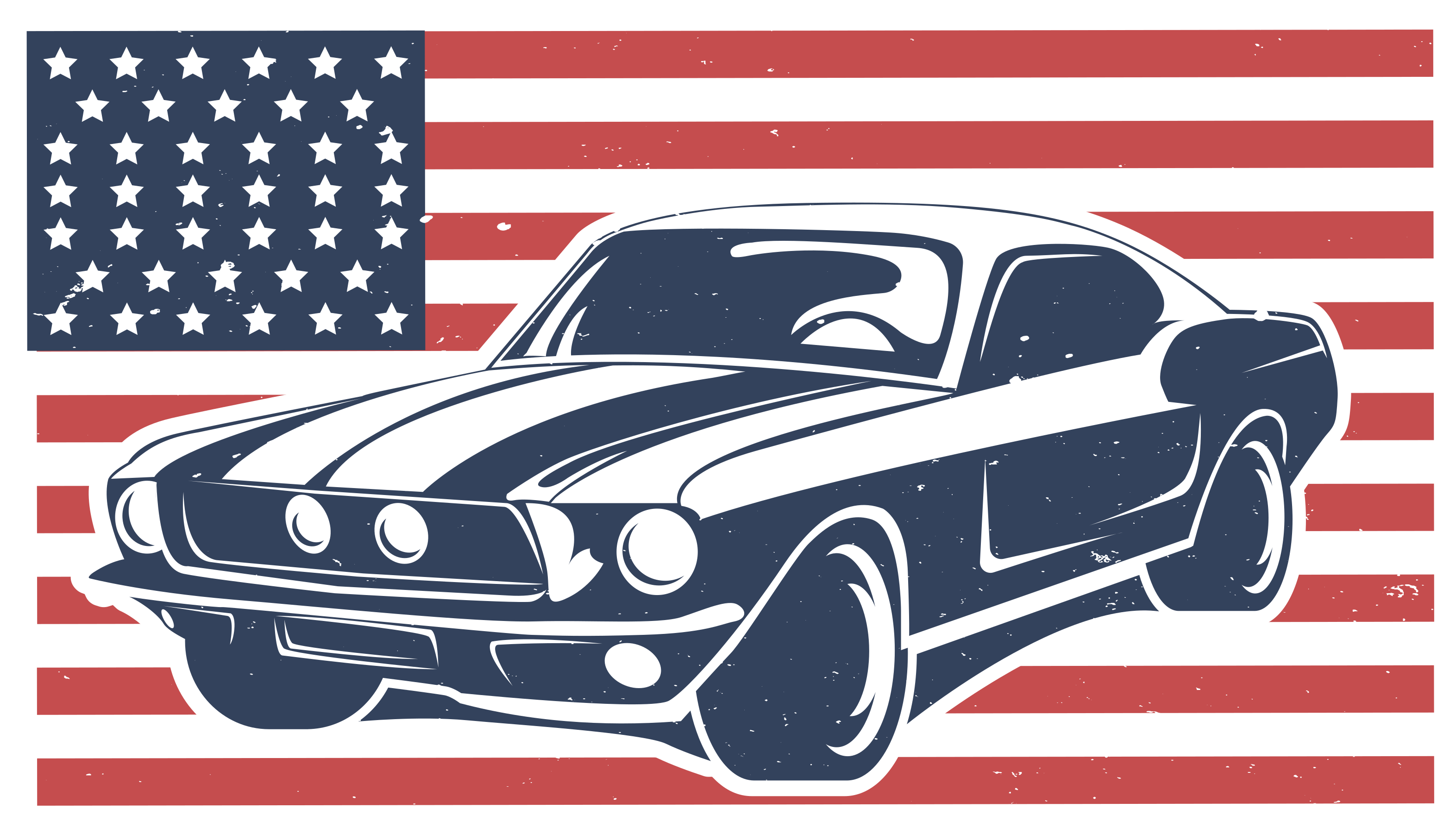 US flag and automobile teenage bedroom vinyl rug - TenStickers