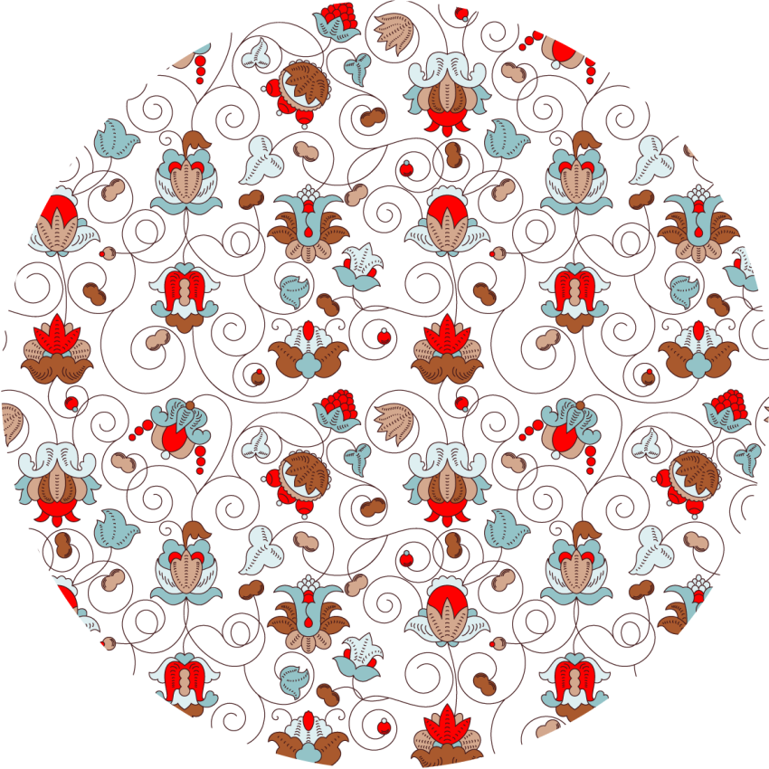 Circular Botanical Spiral Accent vinyl rug flowers - TenStickers