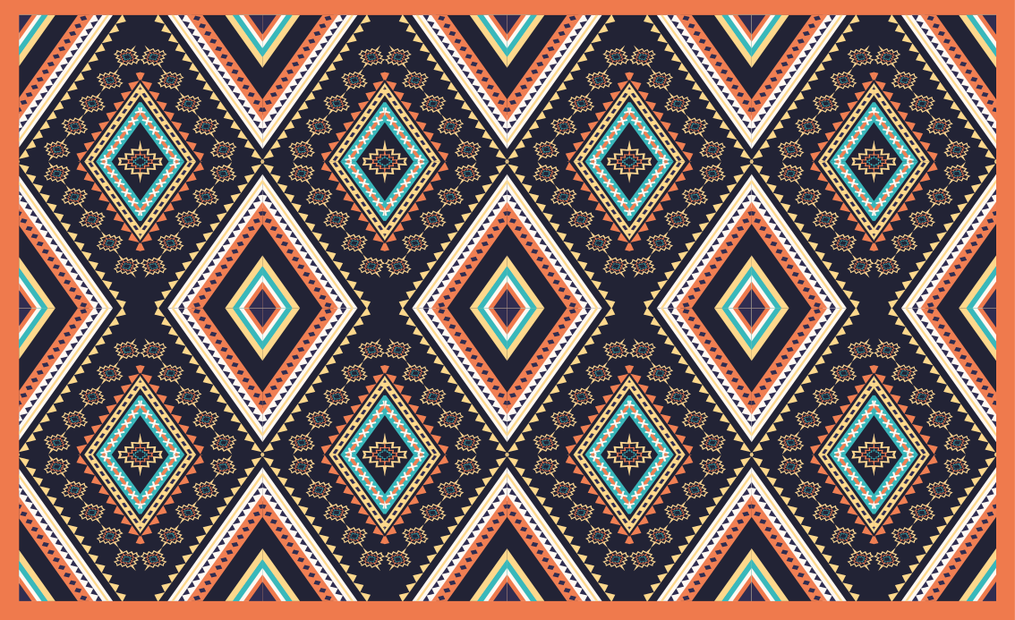 Colorful Diamond Pattern ethnic vinyl rug - TenStickers