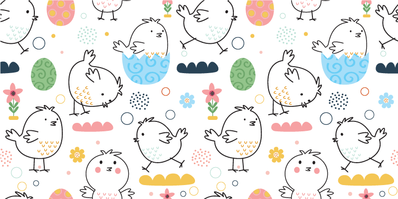 Charming Chickens Pattern kids vinyl rug - TenStickers