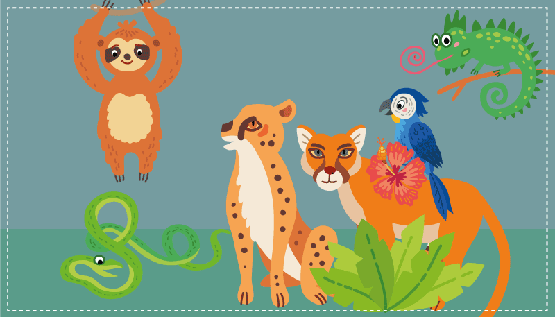 Safari creature play area animal vinyl rug - TenStickers