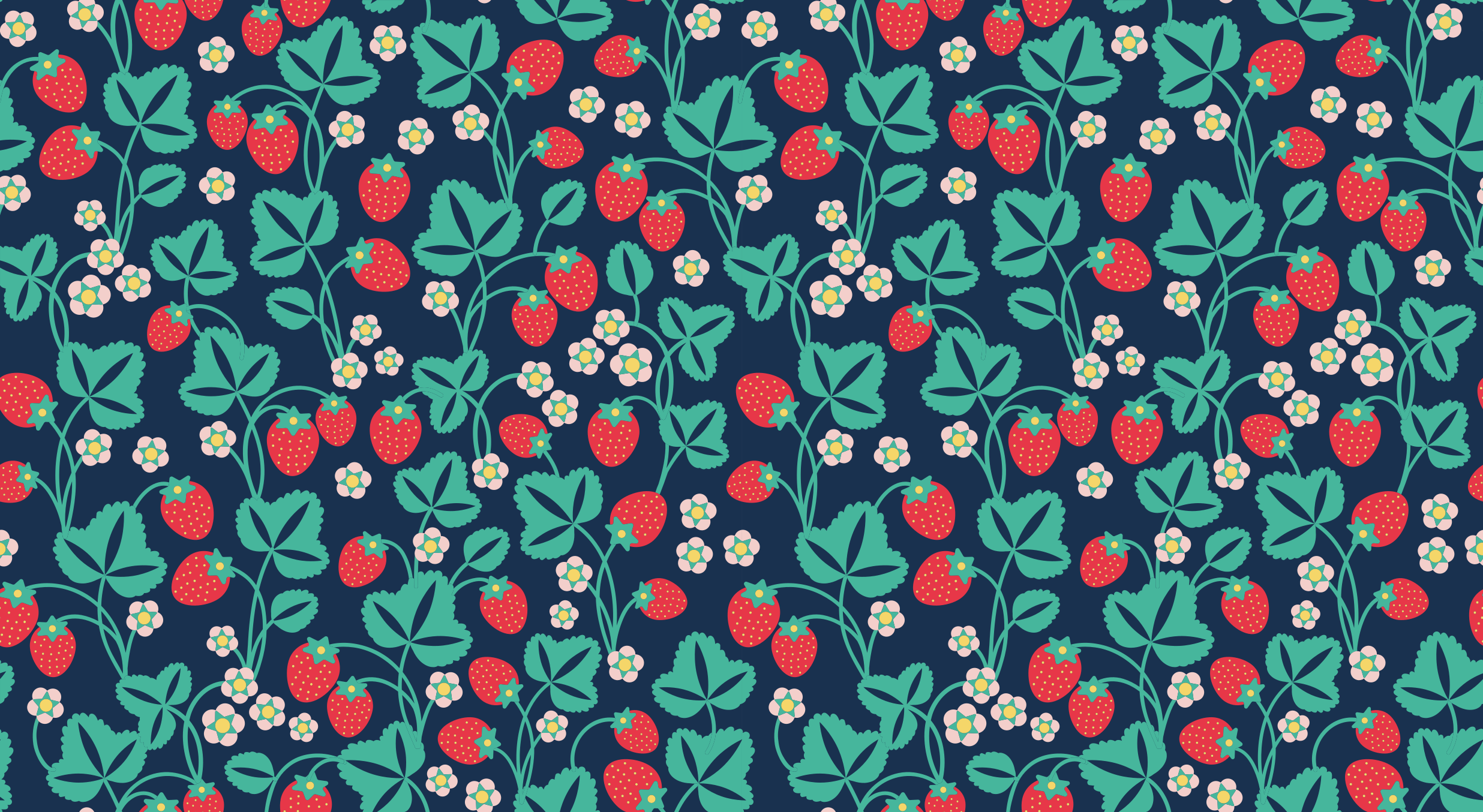 Strawberry Floral Inspiration vinyl rug flowers - TenStickers