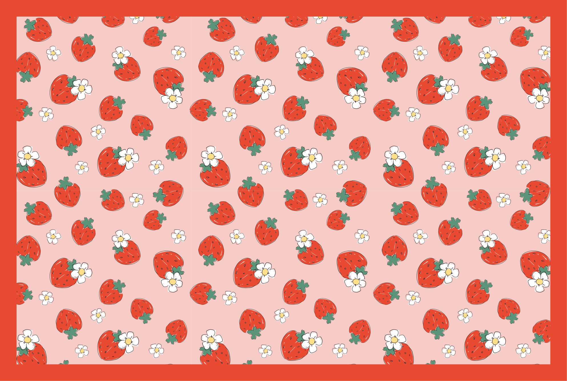 Strawberry Floral Pattern vinyl rug flowers - TenStickers