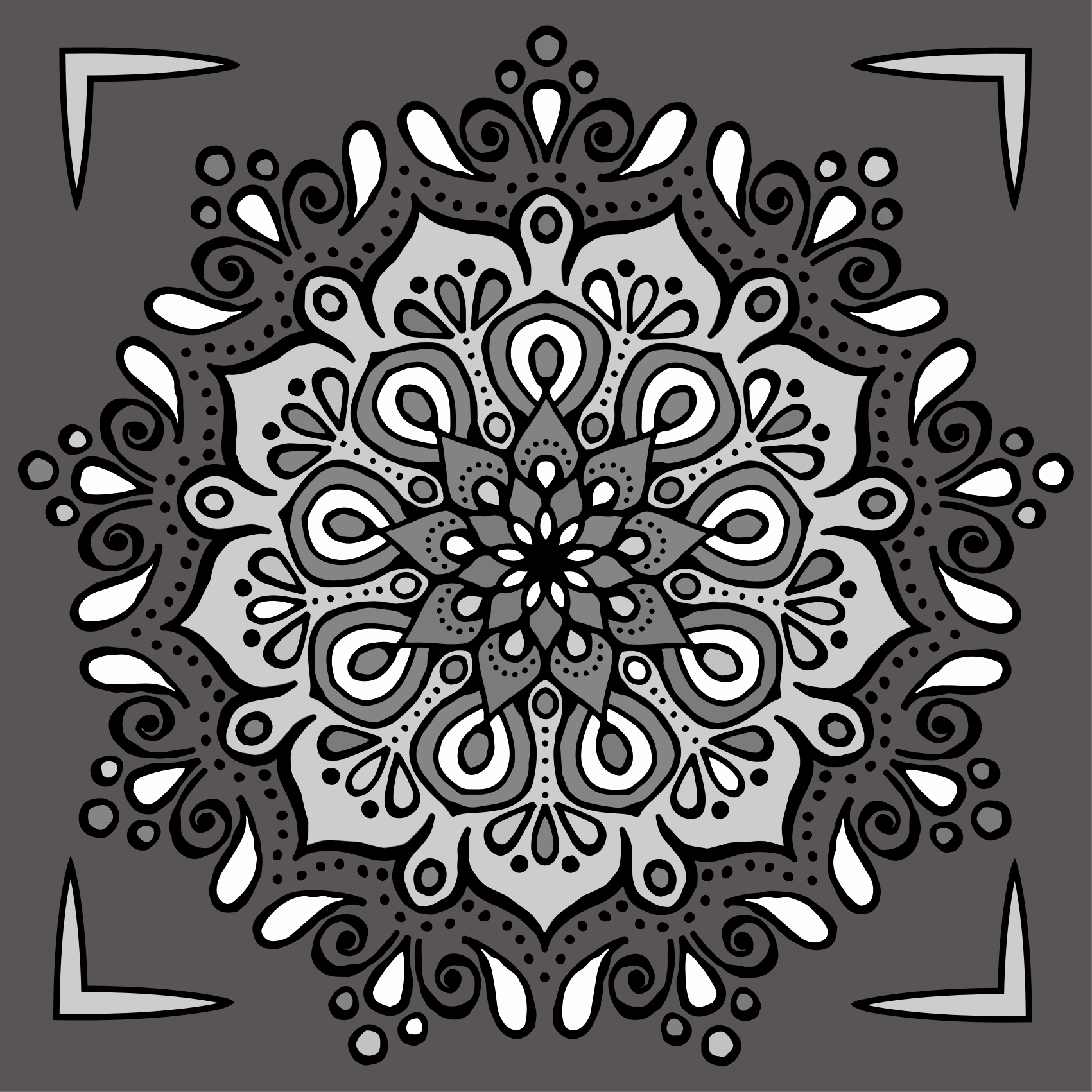 Elegant motif on grey mandala vinyl rug - TenStickers