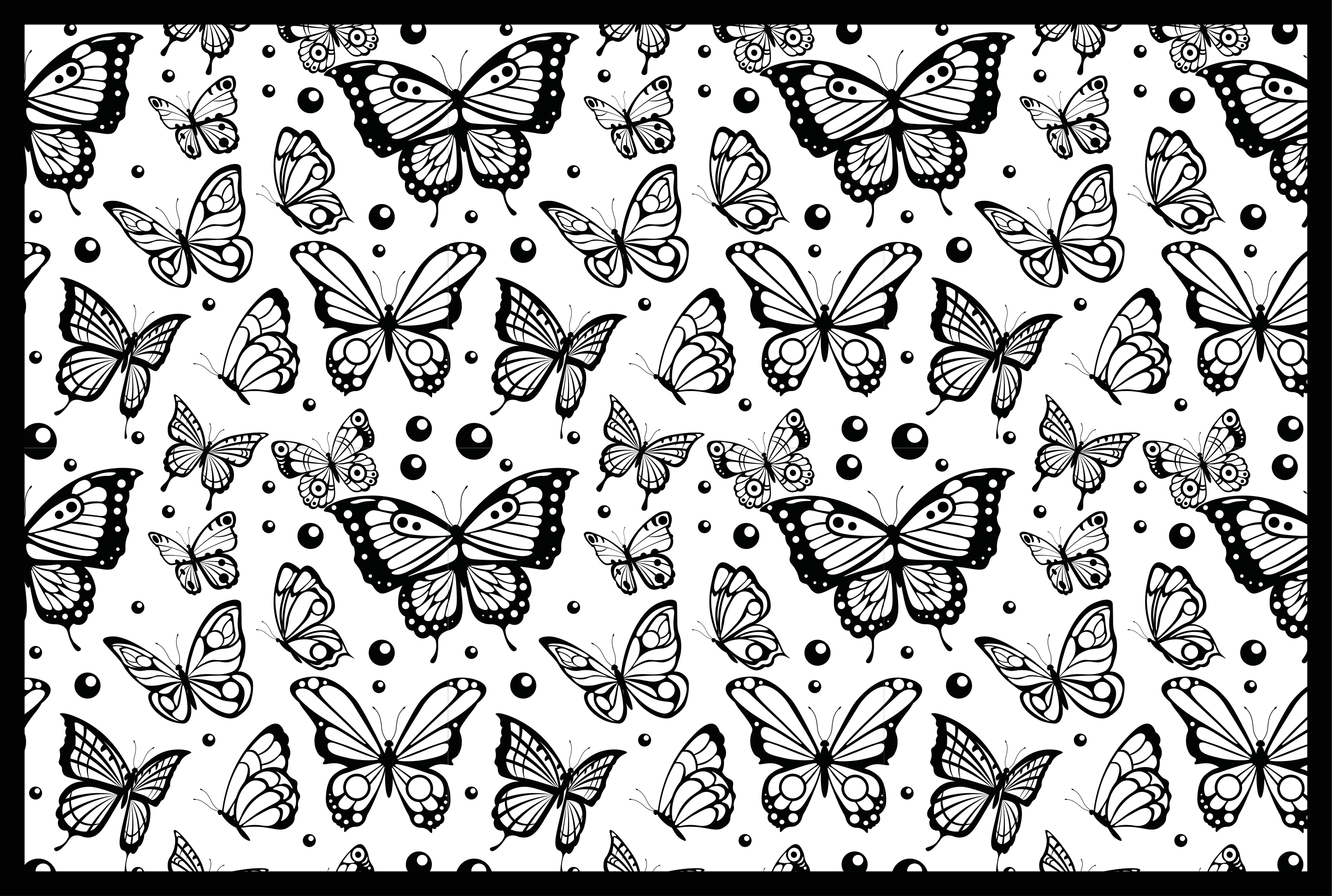 Black Butterfly Pattern vinyl rug flowers - TenStickers