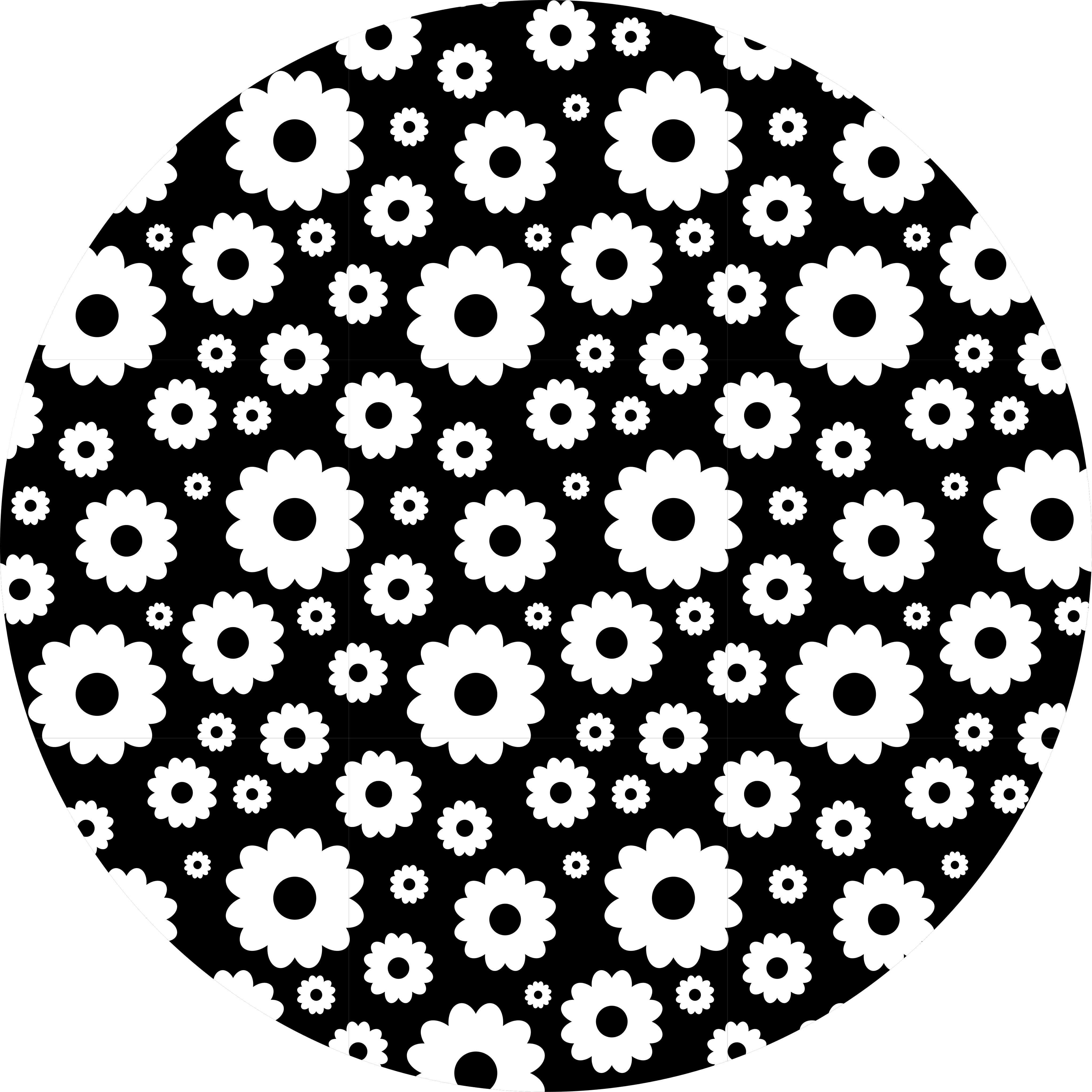 BLACK FLOWER PATTERN vinyl rug flowers - TenStickers