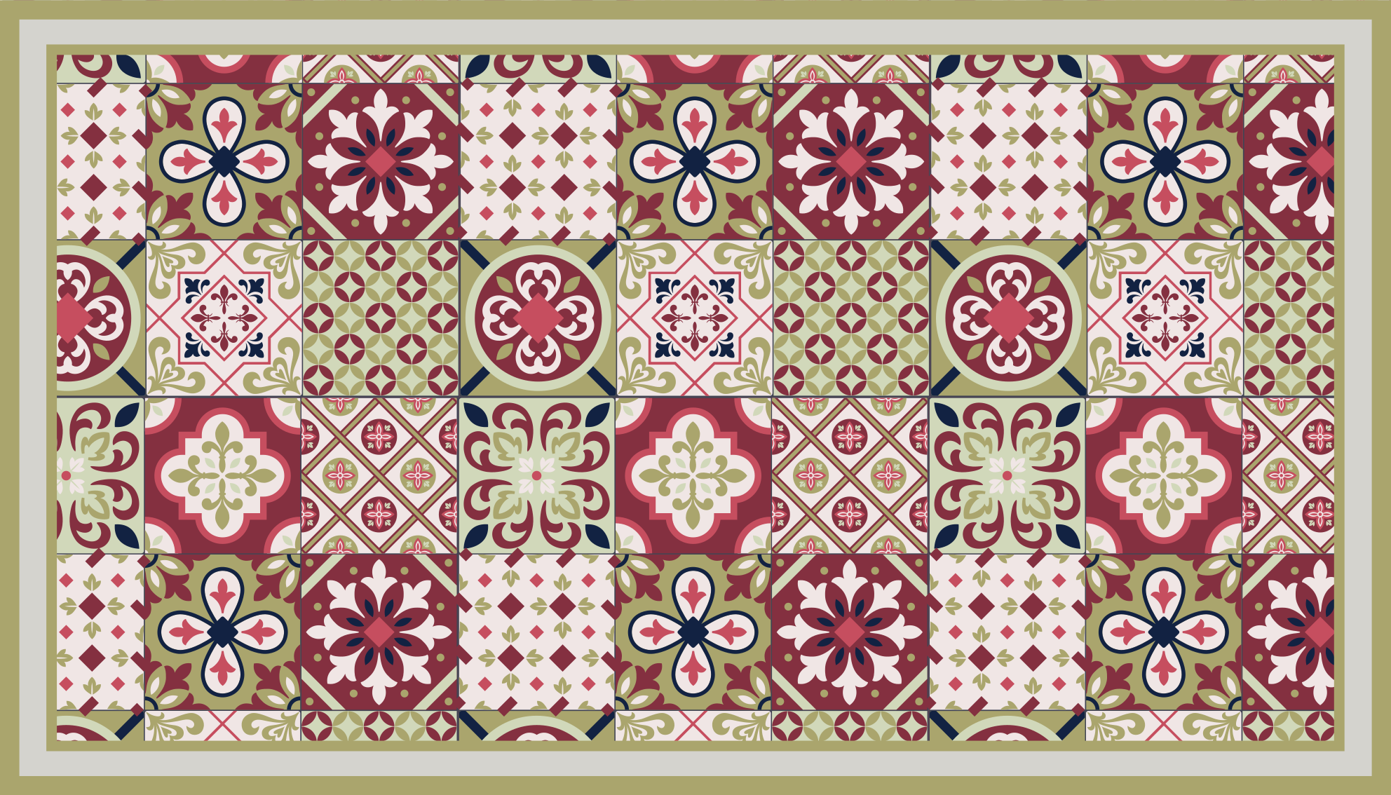 Colorful Patterned Motifs vinyl rug bathroom - TenStickers