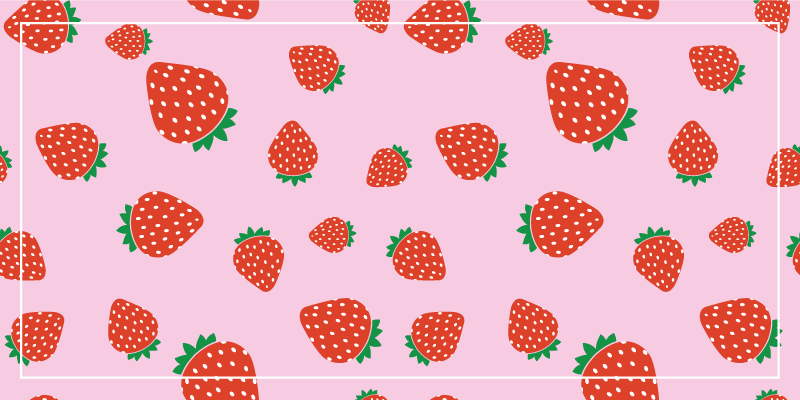 Pink strawberry motif vinyl rug flowers - TenStickers