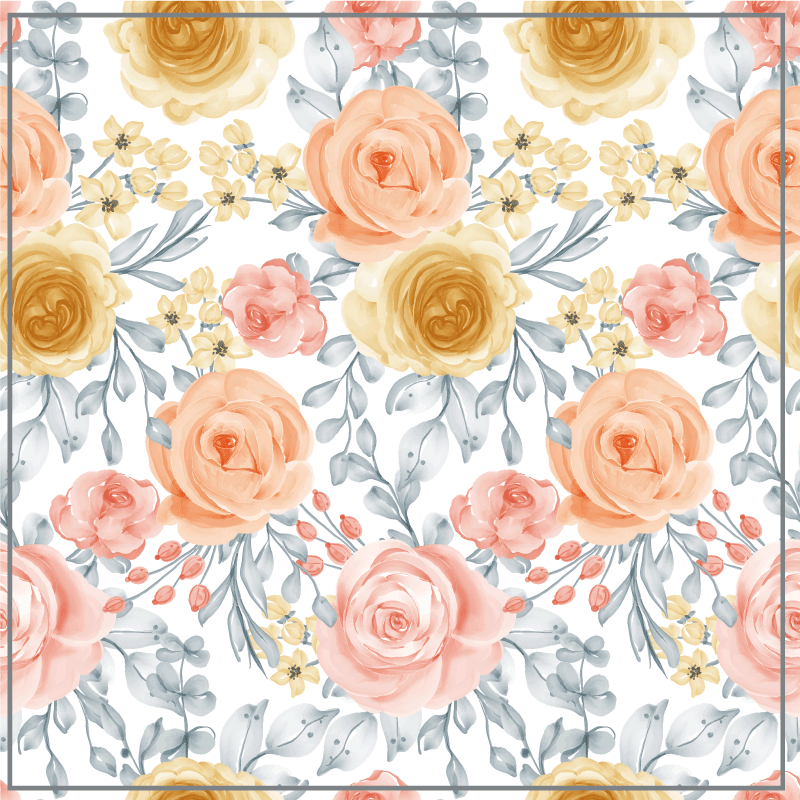 Vinyl rug flowers in floral pink hues - TenStickers
