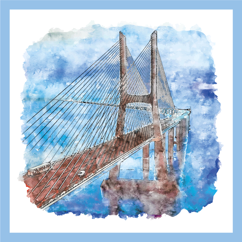 Suspension Bridge Artwork vinyl rug bathroom - TenStickers