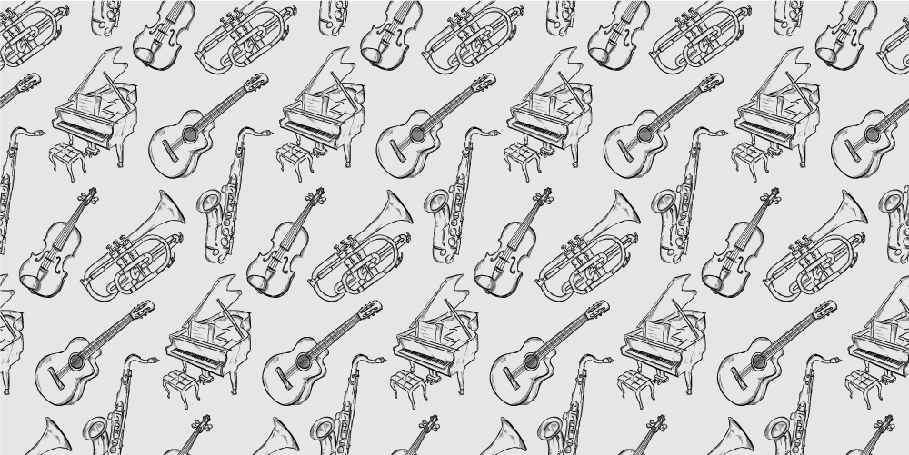 Musical Instruments Pattern vinyl rug - TenStickers