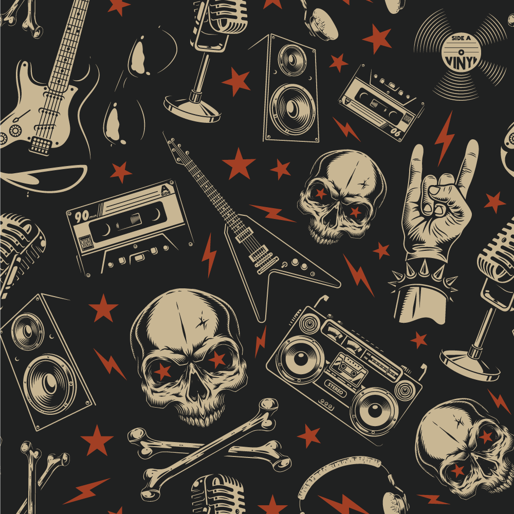 Rock Music Theme teenage bedroom vinyl rug - TenStickers