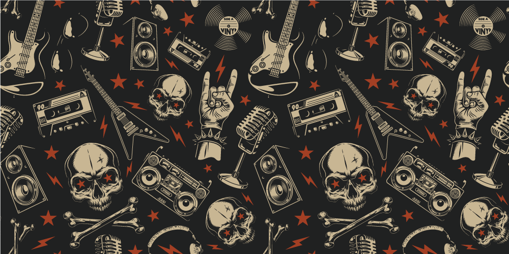 Skull Music Theme teenage bedroom vinyl rug - TenStickers