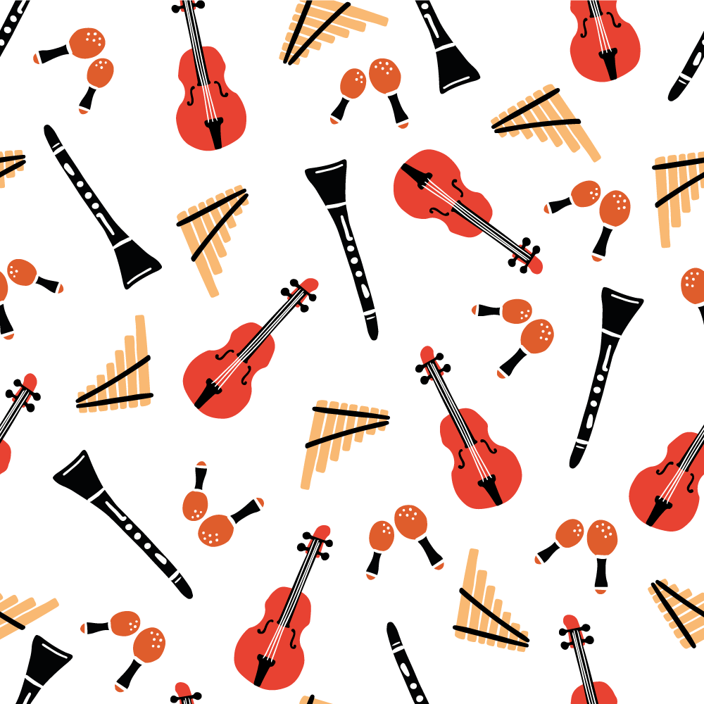 Vinyl rug with musical instrument patterns - TenStickers