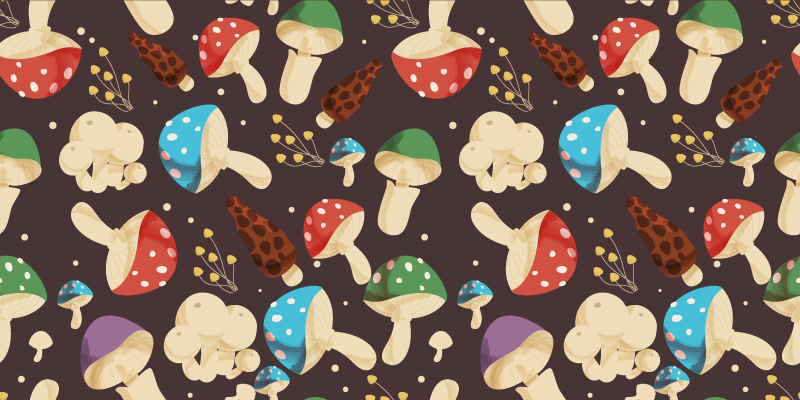 Vibrant Mushroom Motifs vinyl rug flowers - TenStickers