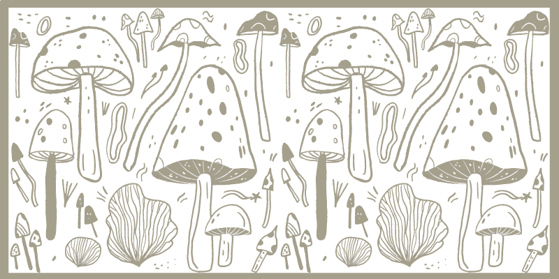 Mushroom sketches vinyl rug flowers - TenStickers