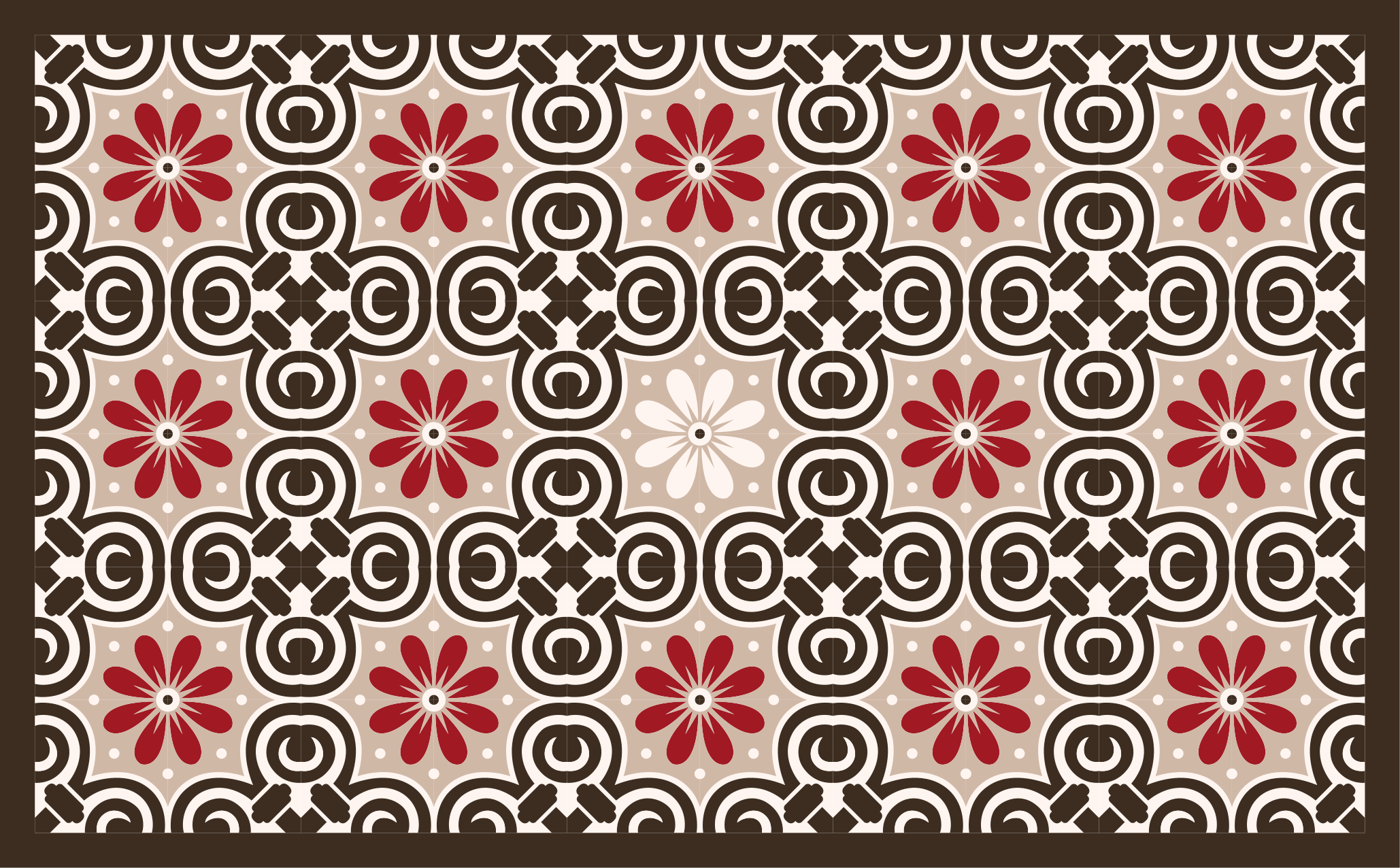 Floral Circular Patterns tile vinyl rug - TenStickers