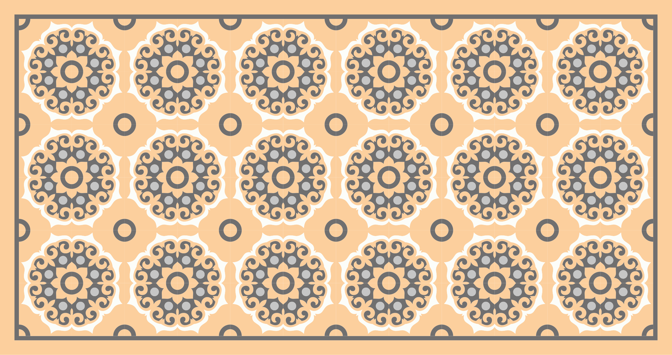 Geometric Mandala Motif tile vinyl rug - TenStickers