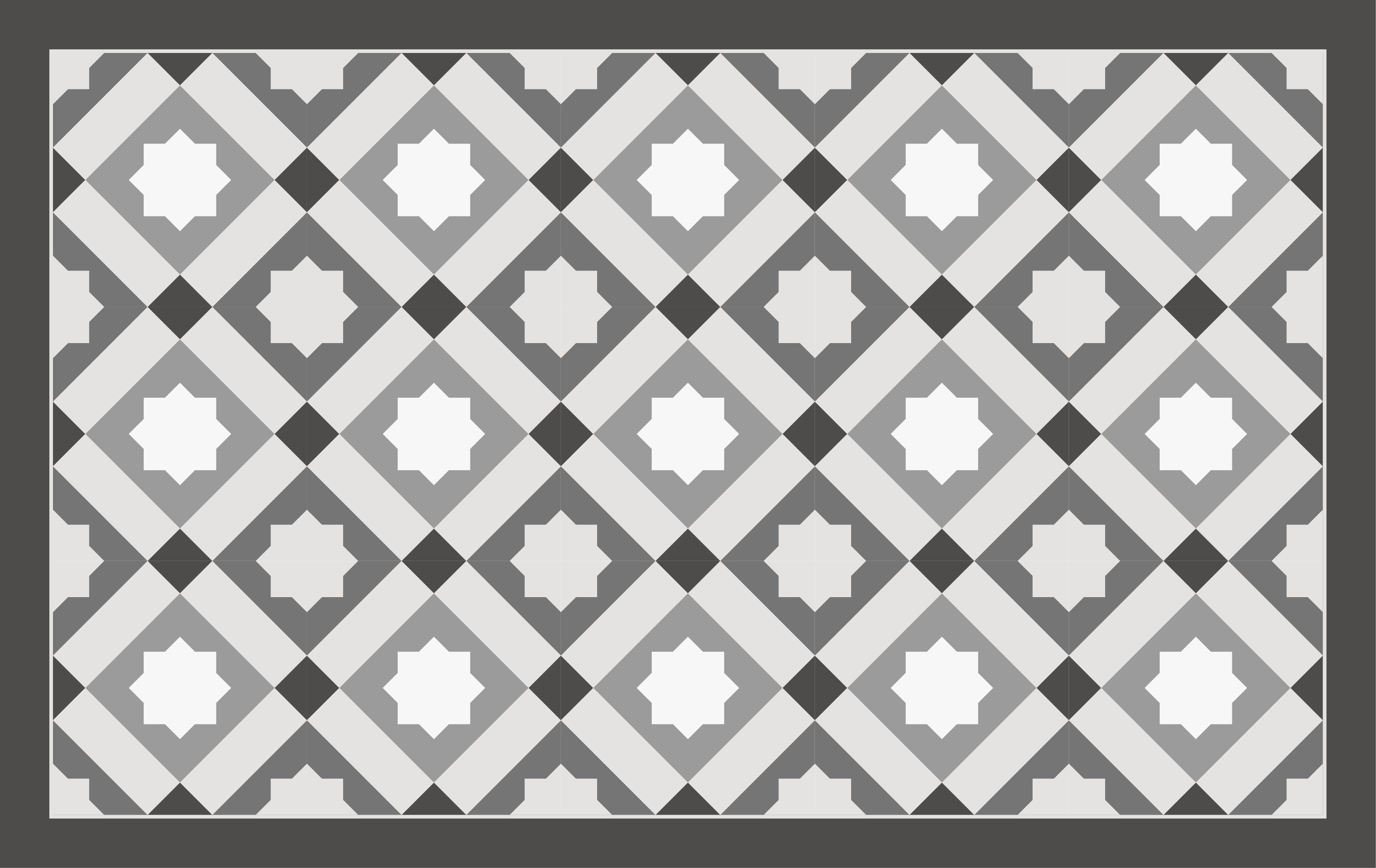 Modern grey geometric stars pattern tile kitchen vinyl rug - TenStickers