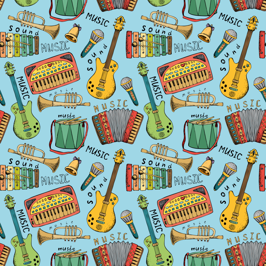 Vinyl rug cheerful musical instruments design - TenStickers