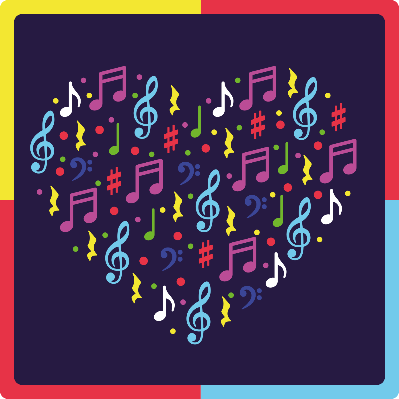 Musical Notes Heart teenage bedroom vinyl rug - TenStickers