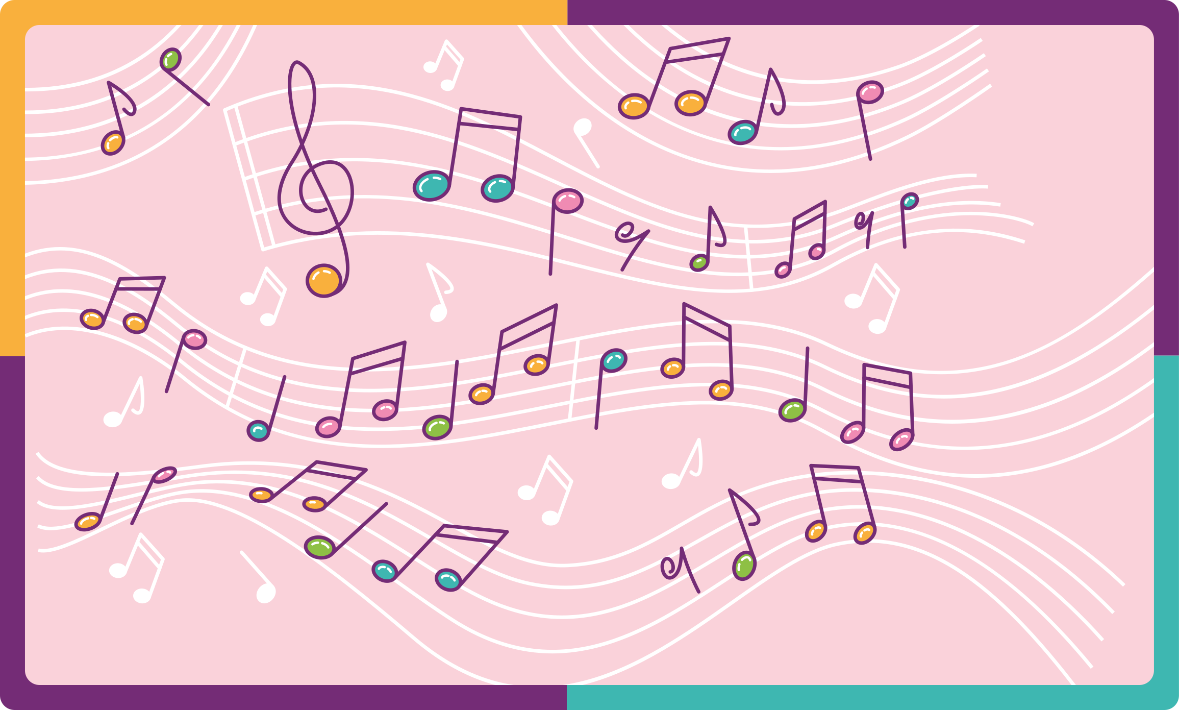 Melodic Note Flow teenage bedroom vinyl rug - TenStickers