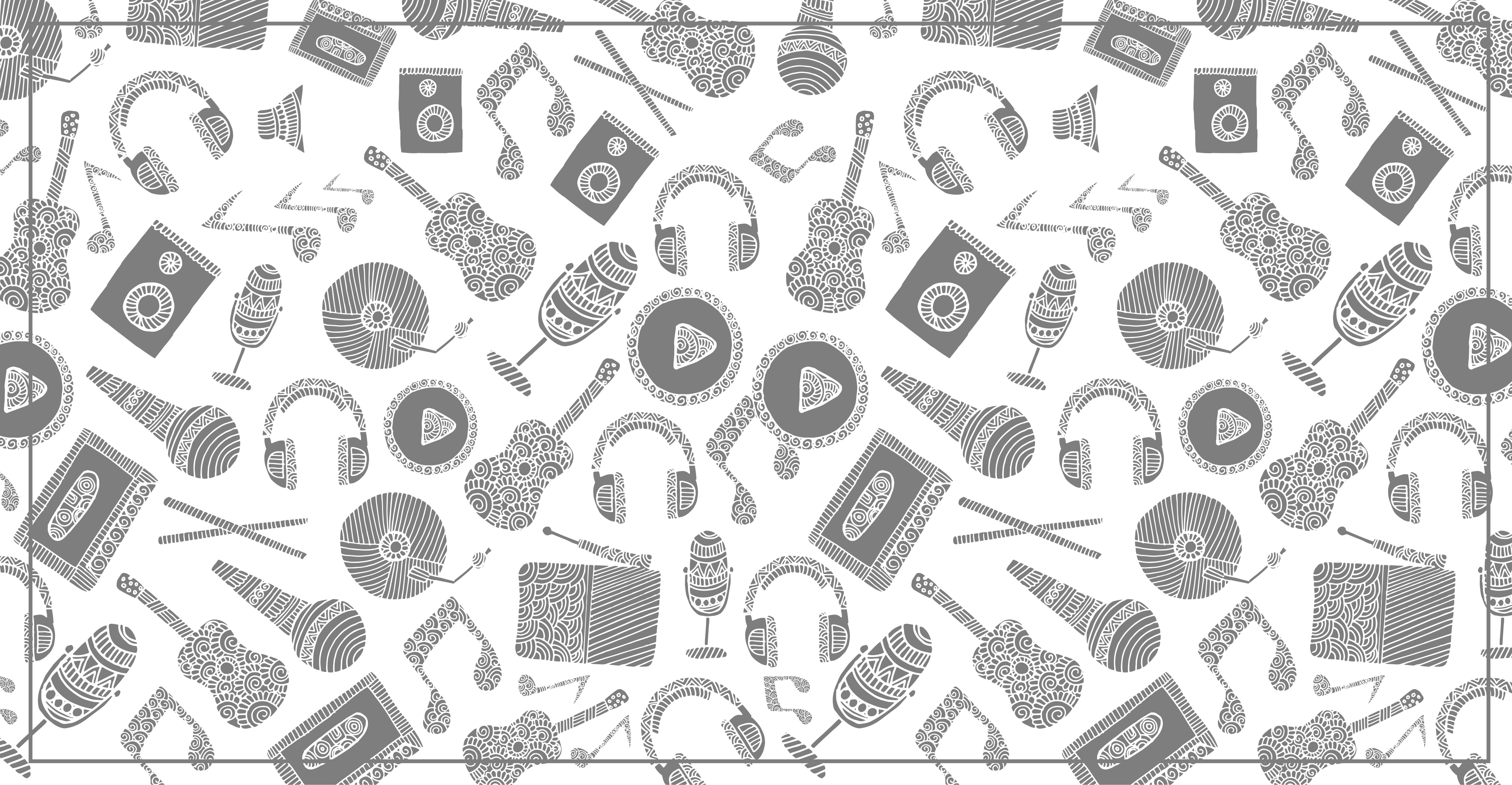 Music pattern in mandala style rectangular rug - TenStickers