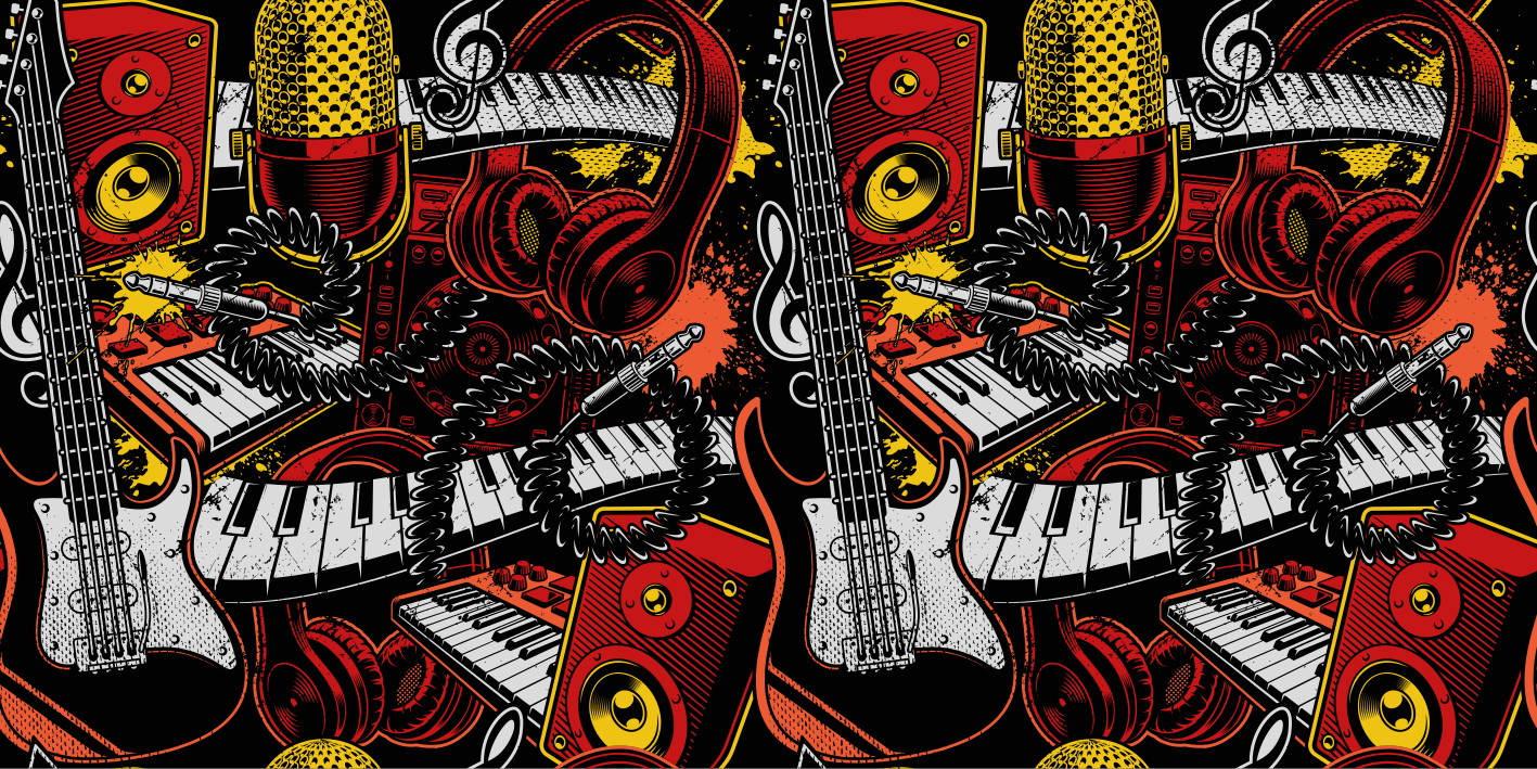 Vinyl rug musical elements showcase - TenStickers