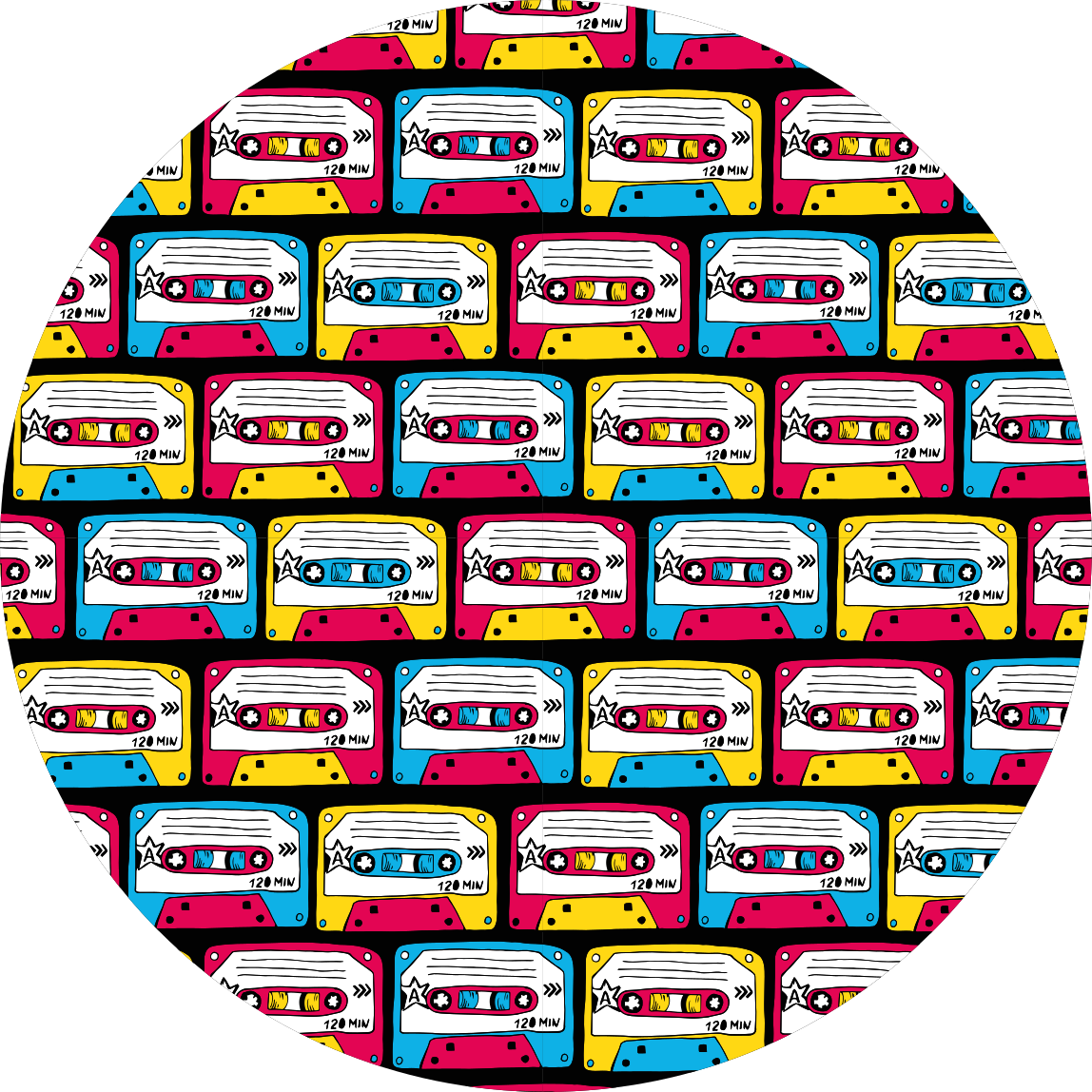 Vintage vinyl rug with vibrant cassette tapes - TenStickers