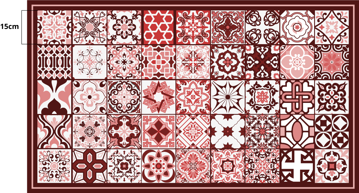 Red and white tile pattern bathroom flooring - TenStickers
