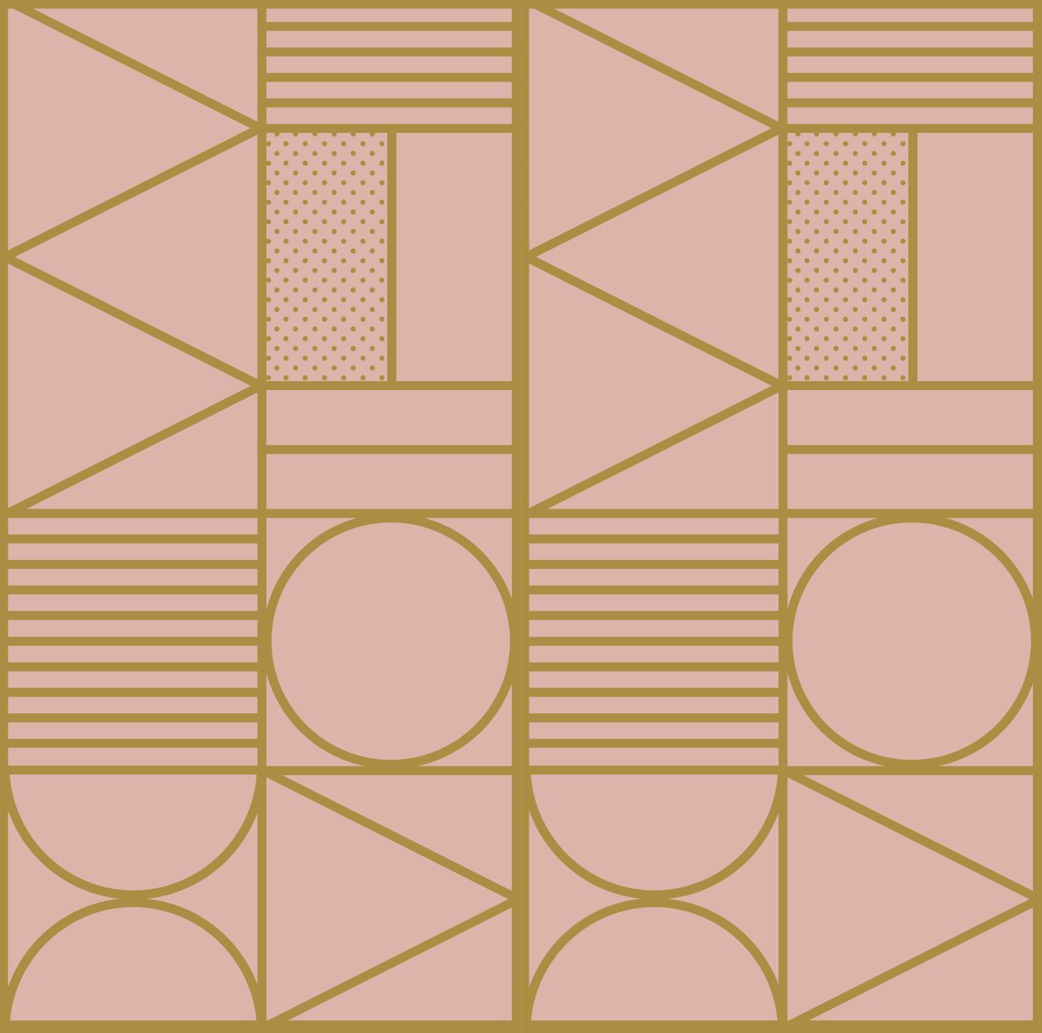 Gold and pink colors block square vinyl rug - TenStickers