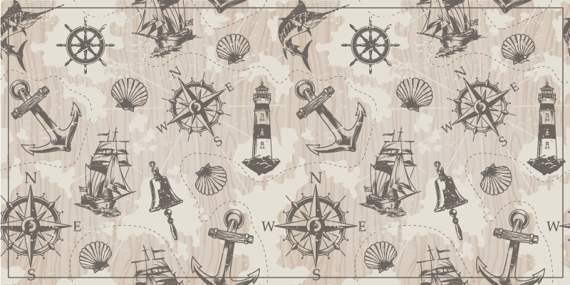 Anchors on wood planks pattern hallway runners - TenStickers
