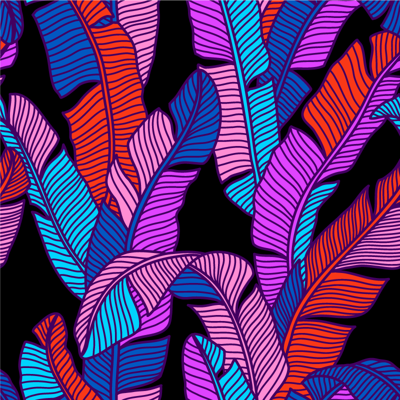 Vibrant leaf patterns vinyl rug flowers - TenStickers