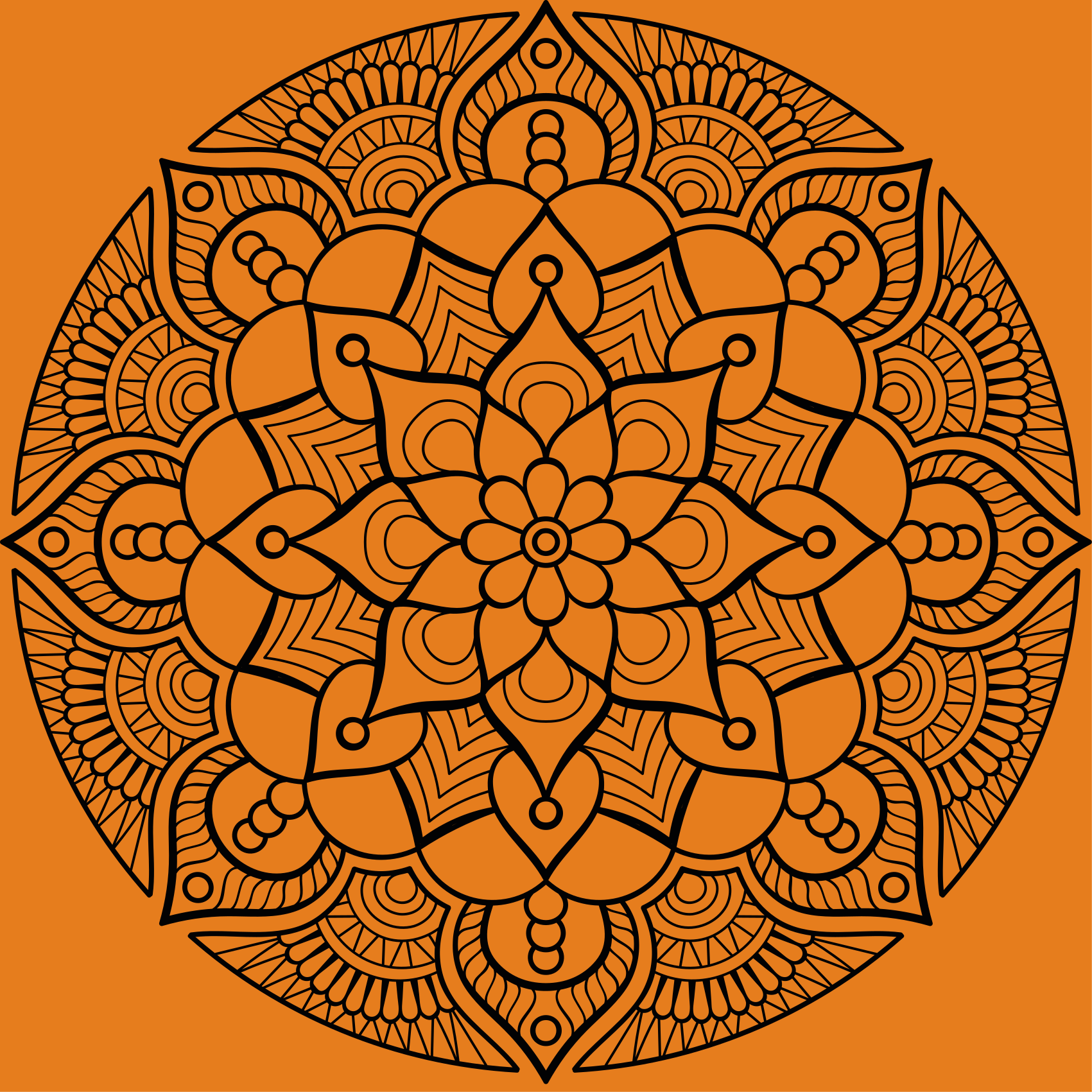 Mandala vinyl rug orange mandala pattern - TenStickers