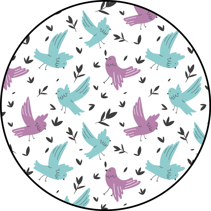 Blue and purple birds nature vinyl rug - TenStickers