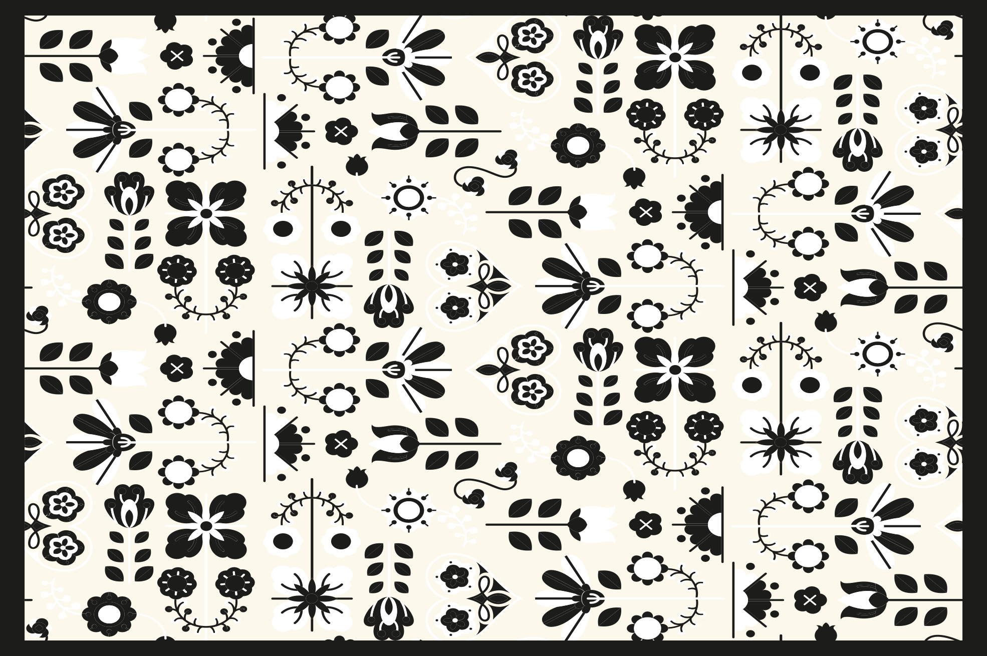 Black Floral Patterns vinyl rug flowers - TenStickers