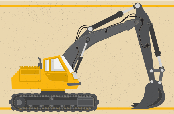 Excavator illustration vinyl rug - TenStickers