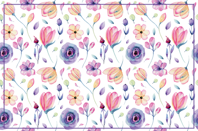 Floral Watercolor Pattern vinyl rug flowers - TenStickers