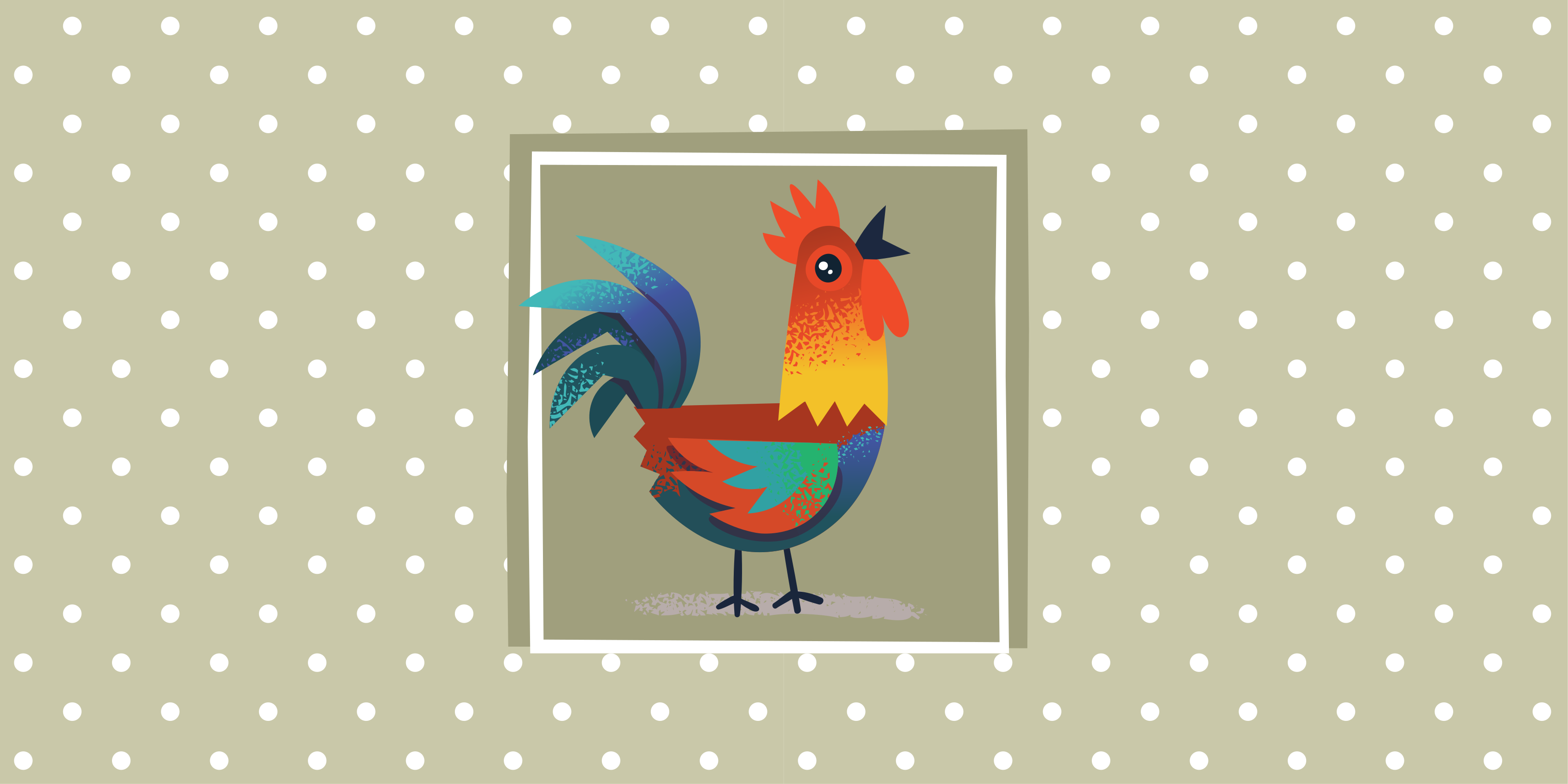Colorful rooster display animal vinyl rug - TenStickers