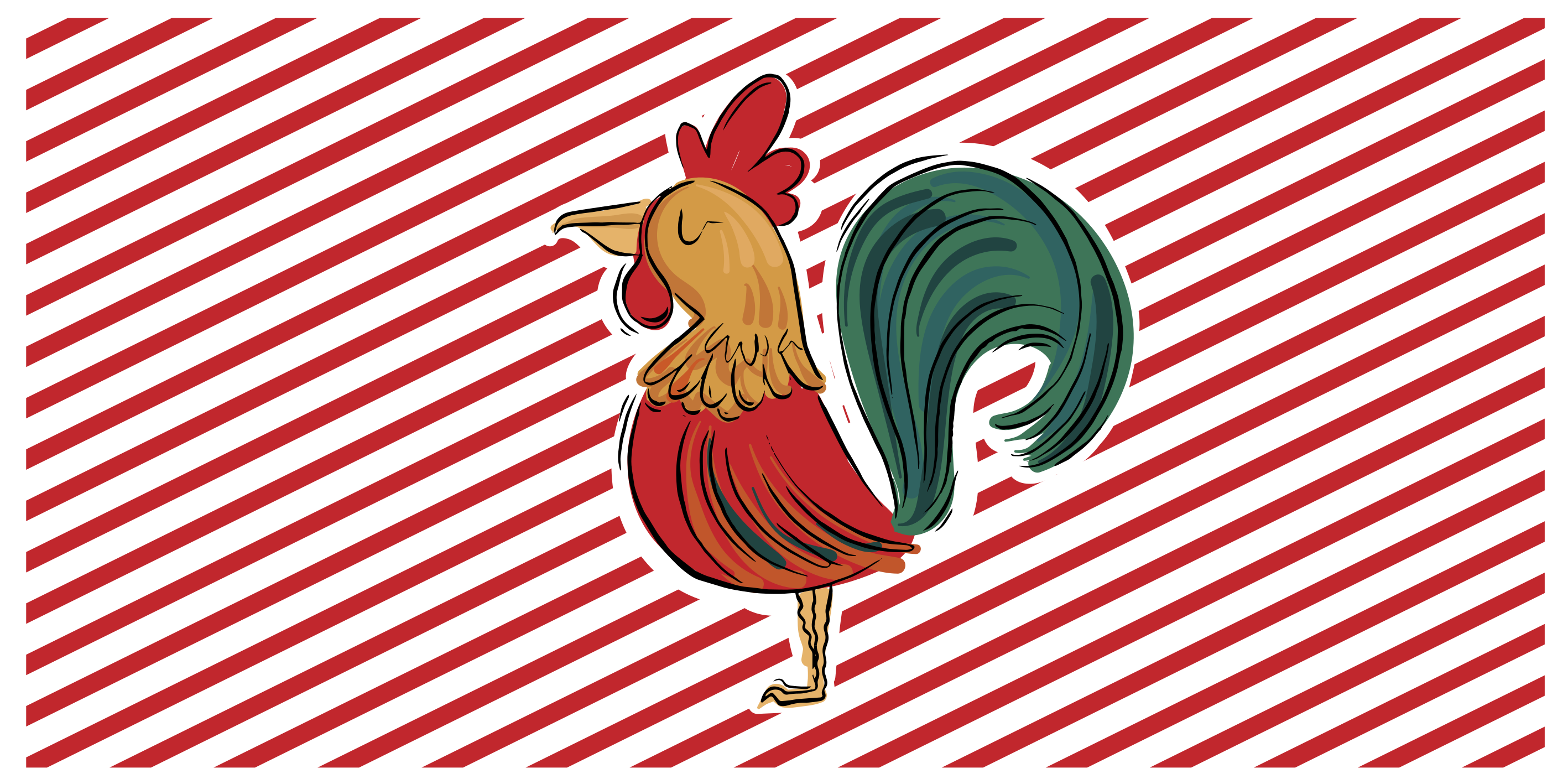 Colorful Rooster Artwork animal vinyl rug - TenStickers