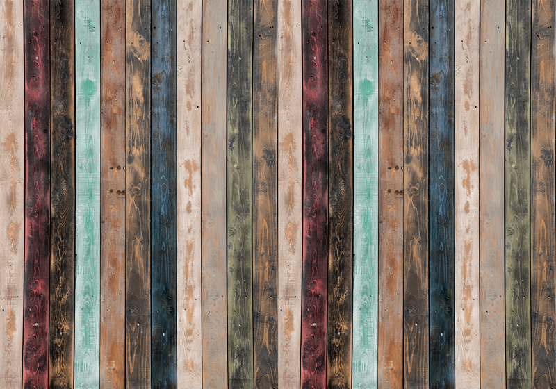 Colorful vertical planks wood effect vinyl rug - TenStickers